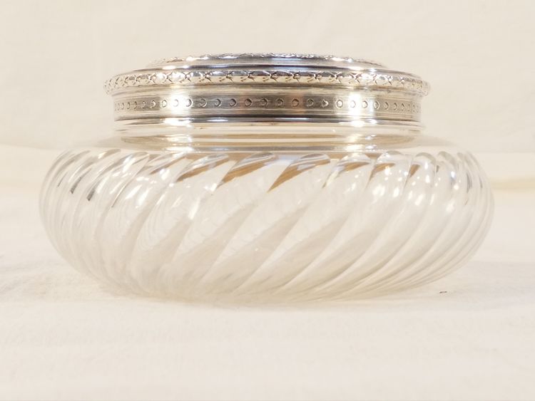 Bomboniera ART NOUVEAU in CRISTALLO e ARGENTO SOLIDO con decorazione IRIS