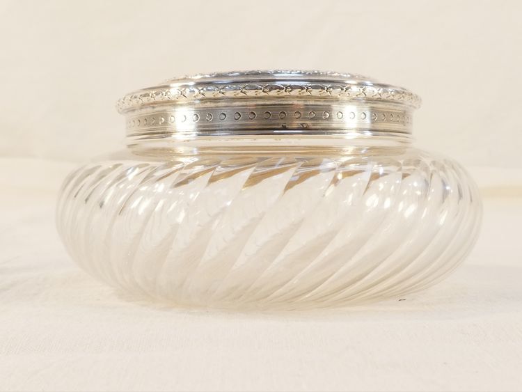 Bomboniera ART NOUVEAU in CRISTALLO e ARGENTO SOLIDO con decorazione IRIS