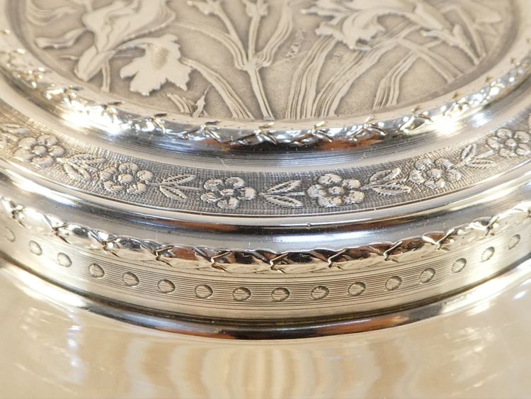Bomboniera ART NOUVEAU in CRISTALLO e ARGENTO SOLIDO con decorazione IRIS
