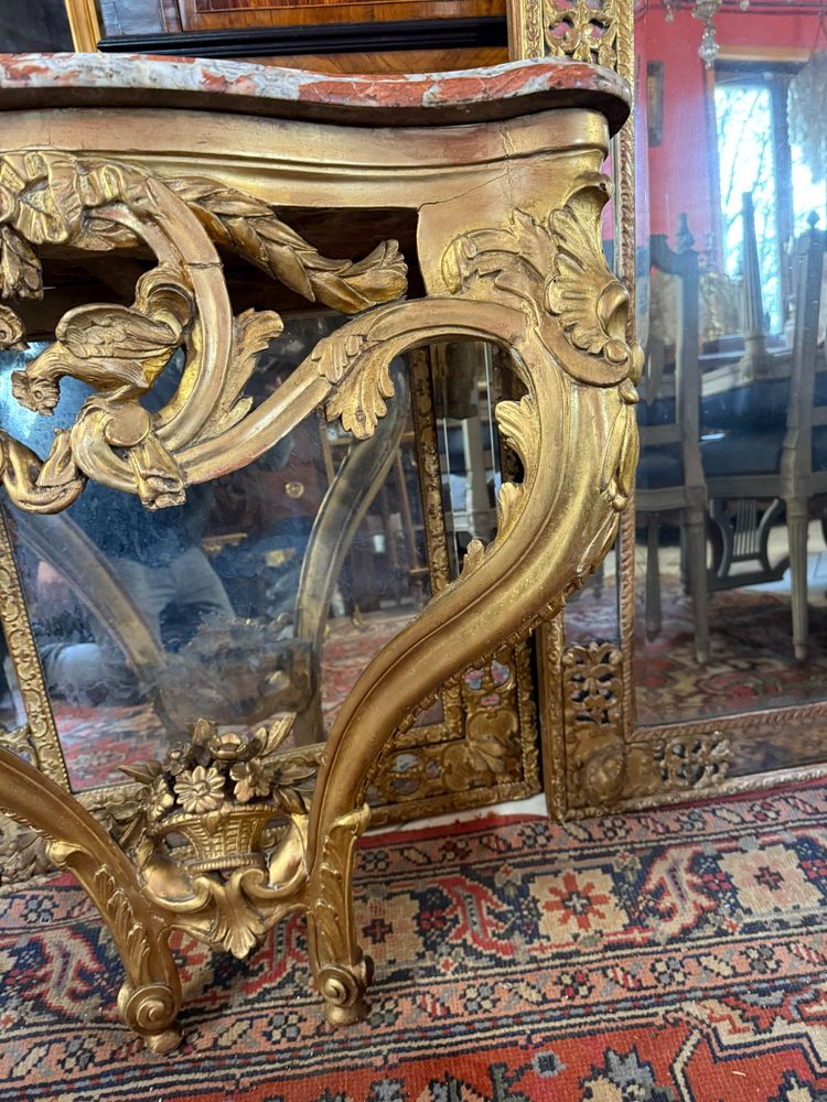 CONSOLE D'APPLIQUE LOUIS XV - 18ème EN BOIS DORE 
