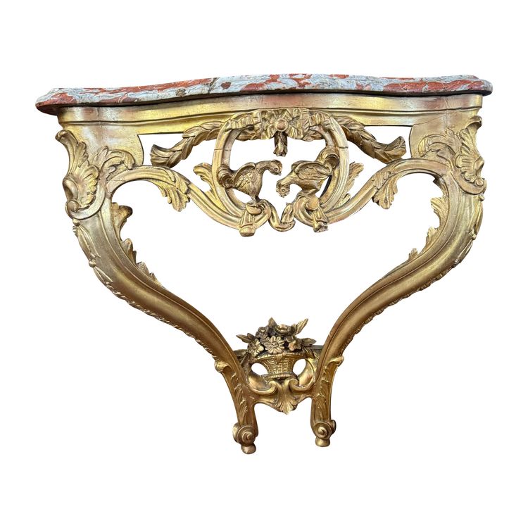 CONSOLE D'APPLIQUE LOUIS XV - 18ème EN BOIS DORE 