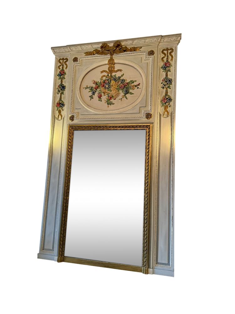 LOUIS XVI FIREPLACE TRUMEAU IN LACQUERED WOOD