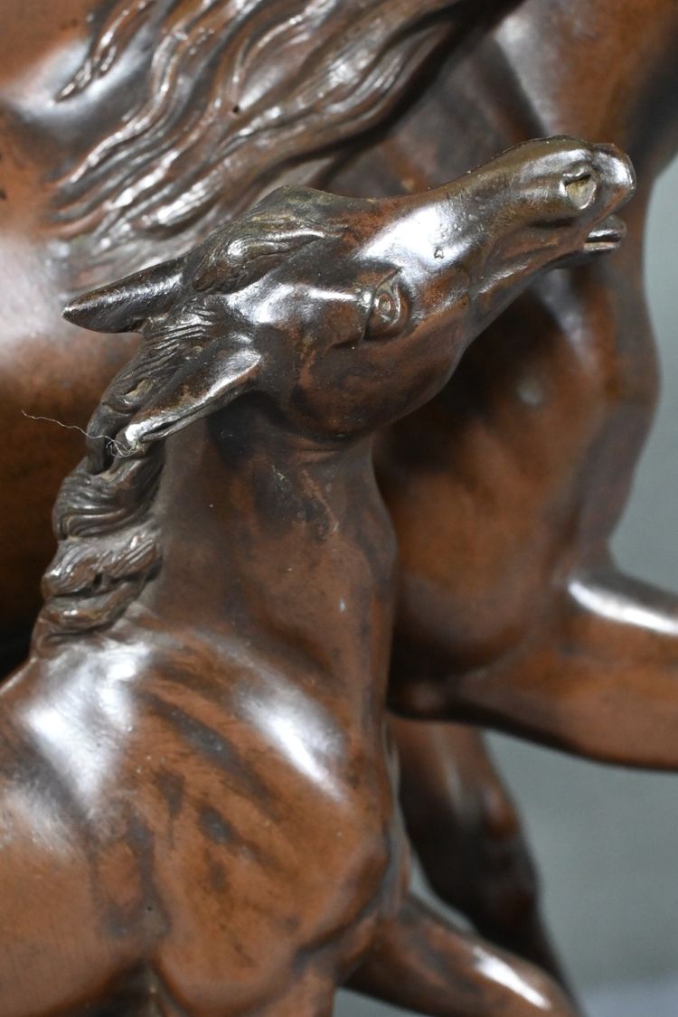 Cavallo e puledro in Spelter, firmato E.Loiseau – Inizio XX secolo