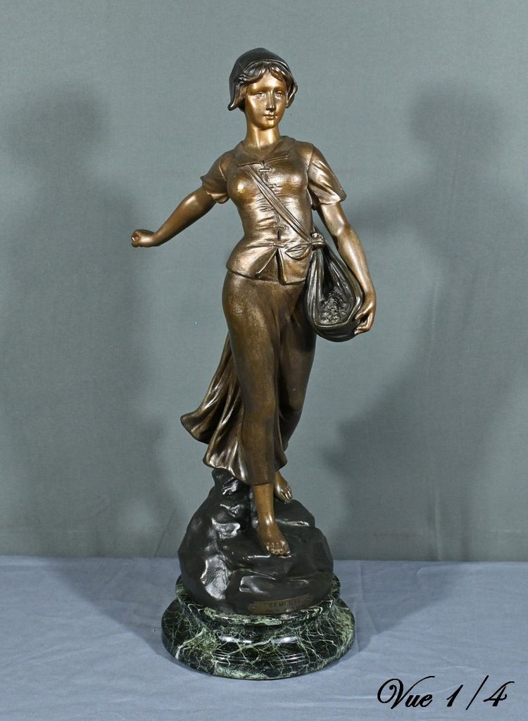 Sculpture en Régule Titrée « Semeuse », signée A. de Ranieri – Milieu XXe