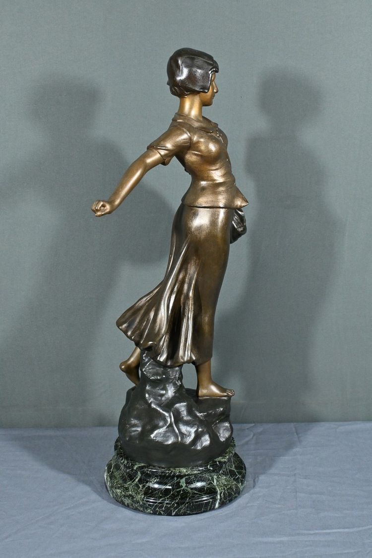 Sculpture en Régule Titrée « Semeuse », signée A. de Ranieri – Milieu XXe