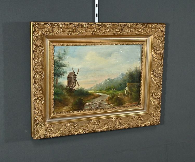 Olio su tela “Il mulino” di N. Okolowicz – Inizio XX secolo