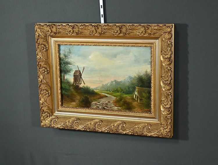 Olio su tela “Il mulino” di N. Okolowicz – Inizio XX secolo