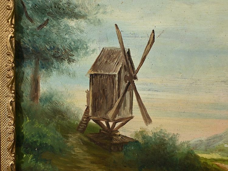 Olio su tela “Il mulino” di N. Okolowicz – Inizio XX secolo