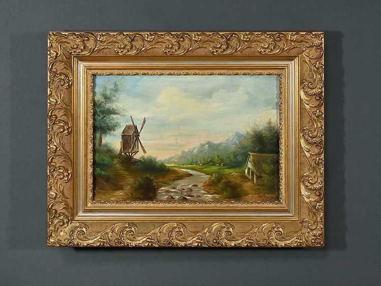 Olio su tela “Il mulino” di N. Okolowicz – Inizio XX secolo