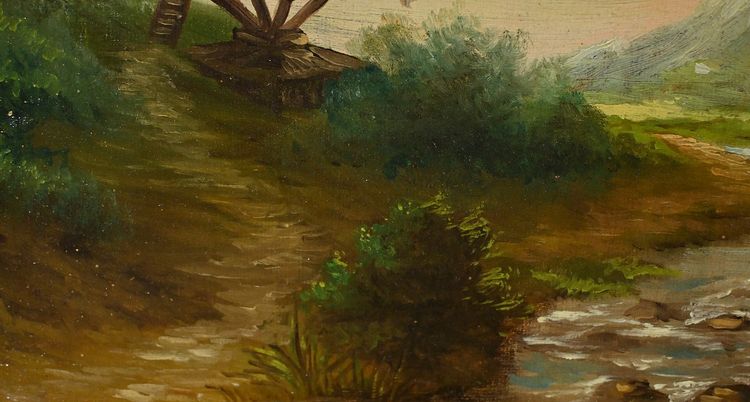 Olio su tela “Il mulino” di N. Okolowicz – Inizio XX secolo