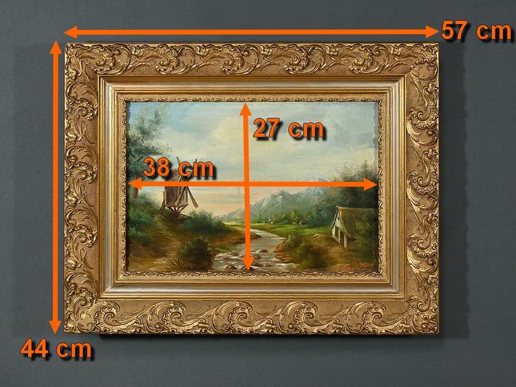 Olio su tela “Il mulino” di N. Okolowicz – Inizio XX secolo