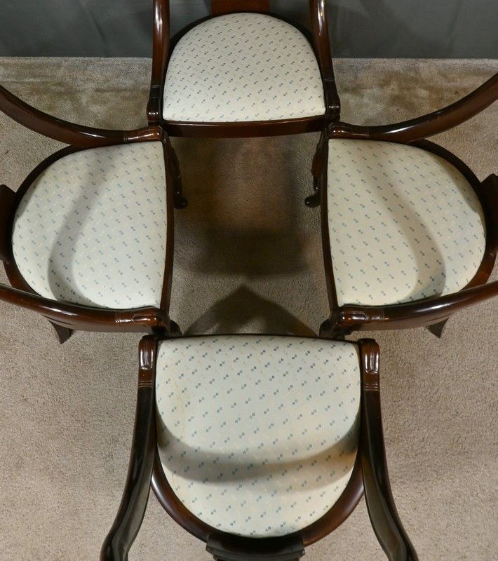 Suite de 4 Chaises Gondole en Acajou, époque Restauration – 1ère Partie XIXe