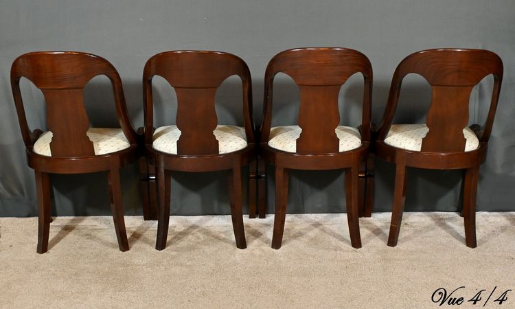 Suite de 4 Chaises Gondole en Acajou, époque Restauration – 1ère Partie XIXe