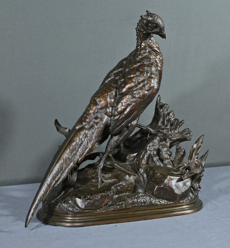 Bronze “The Pheasant and the Weasel” by J. Moigniez – Late 19th century