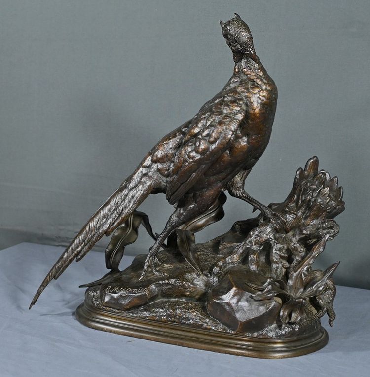 Bronze “The Pheasant and the Weasel” by J. Moigniez – Late 19th century