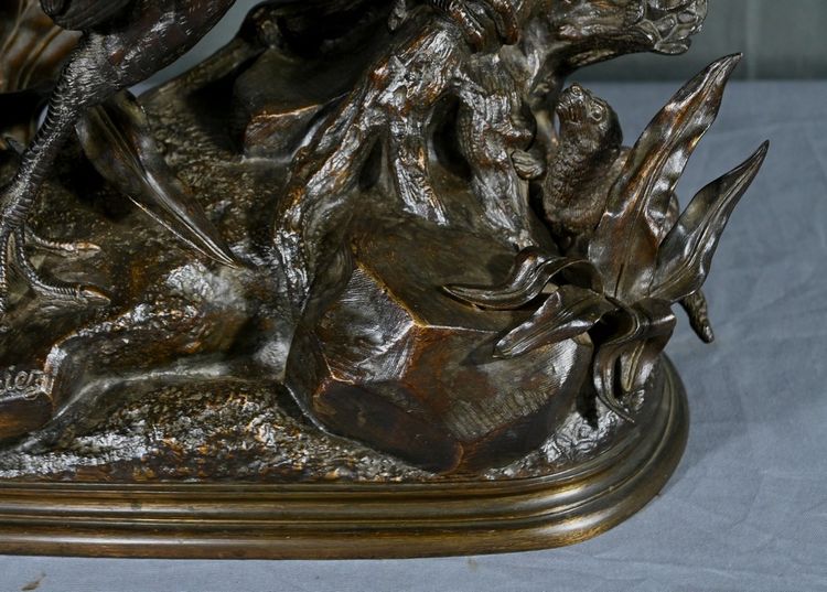 Bronze “The Pheasant and the Weasel” by J. Moigniez – Late 19th century