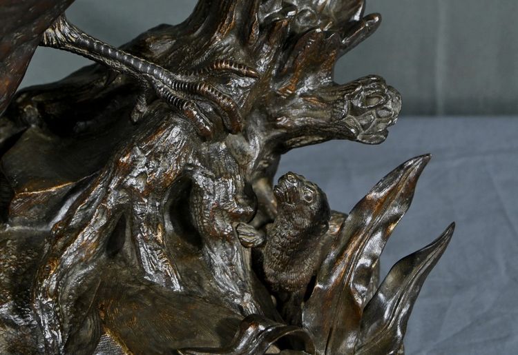 Bronze “The Pheasant and the Weasel” by J. Moigniez – Late 19th century