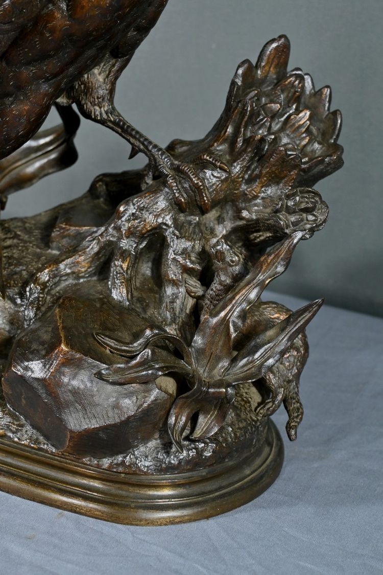 Bronze “The Pheasant and the Weasel” by J. Moigniez – Late 19th century