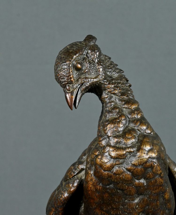 Bronze “The Pheasant and the Weasel” by J. Moigniez – Late 19th century