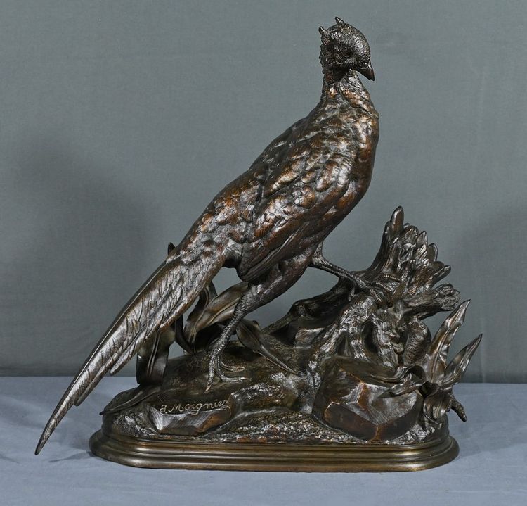 Bronze “The Pheasant and the Weasel” by J. Moigniez – Late 19th century