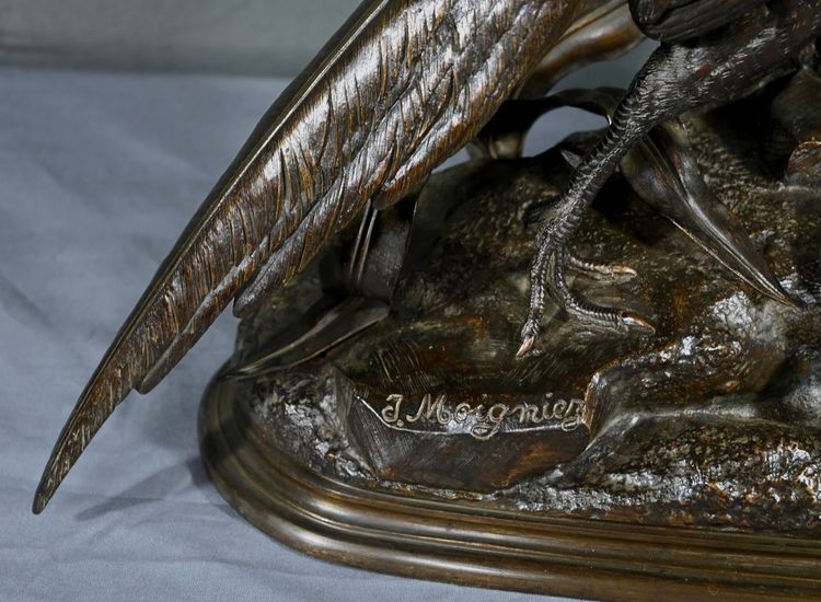 Bronze “The Pheasant and the Weasel” by J. Moigniez – Late 19th century