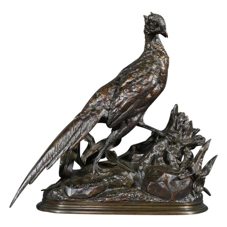 Bronze “The Pheasant and the Weasel” by J. Moigniez – Late 19th century