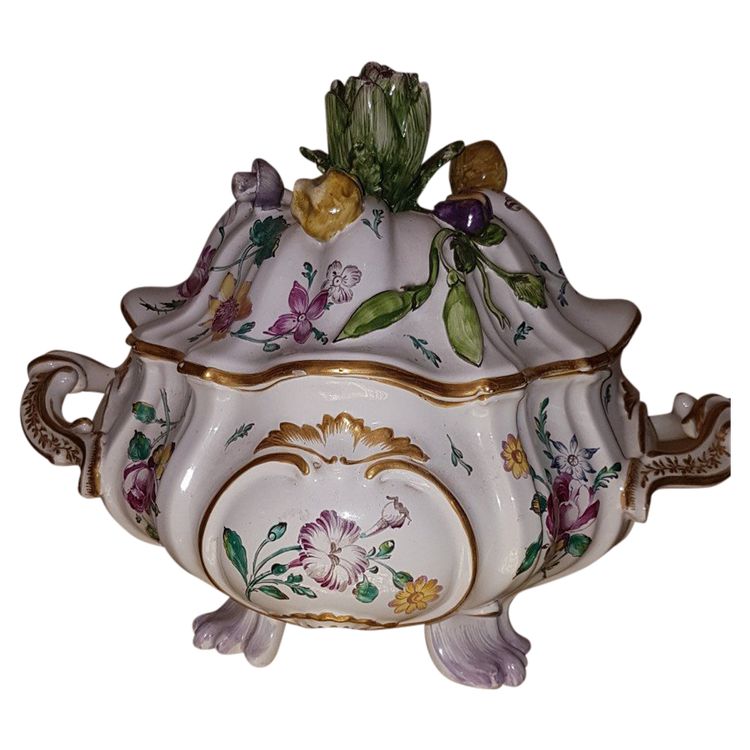 Pot à Oille En Faïence Polychrome Early 20th century
