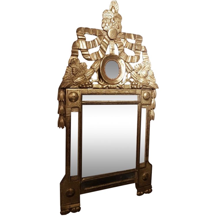 Gilded wood mirror with glazing beads - 18th century