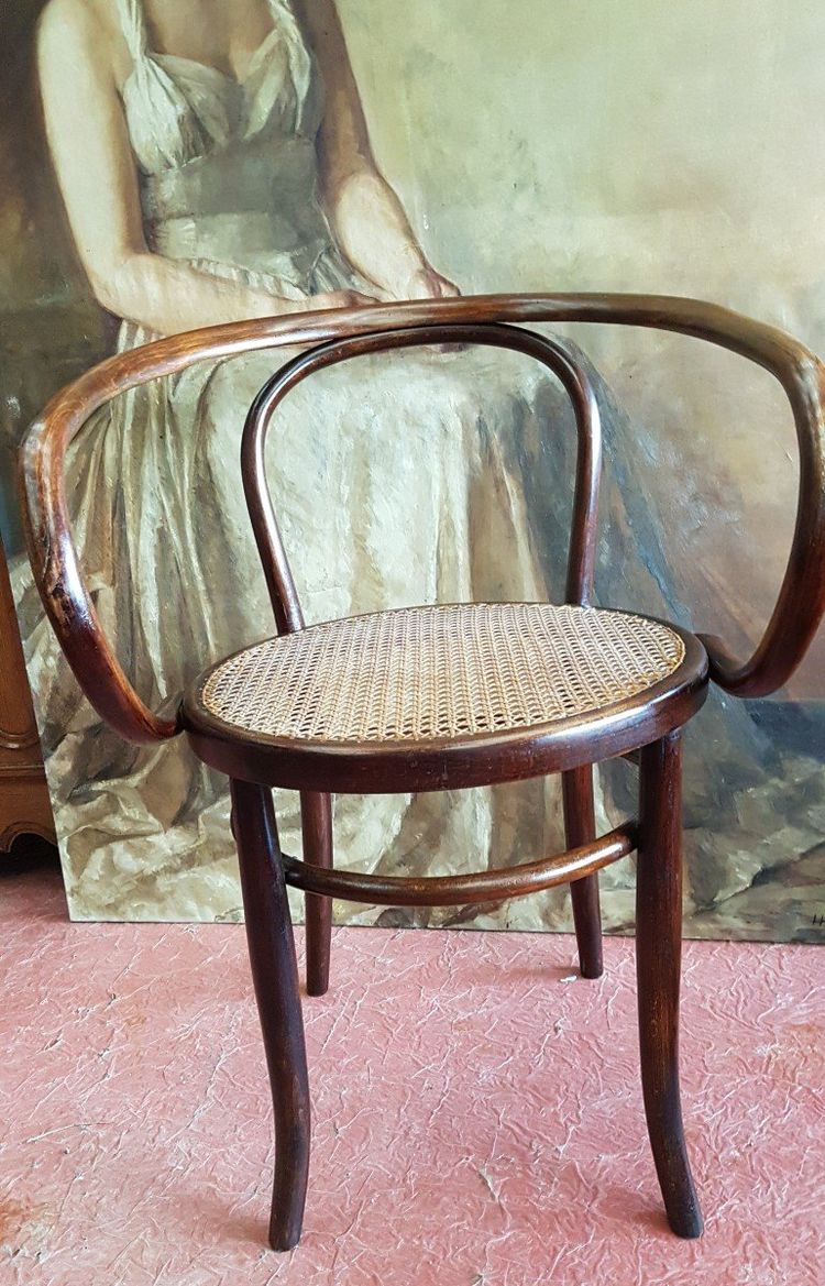 Fauteuil En Bois Courbé Signé Mundus Autriche