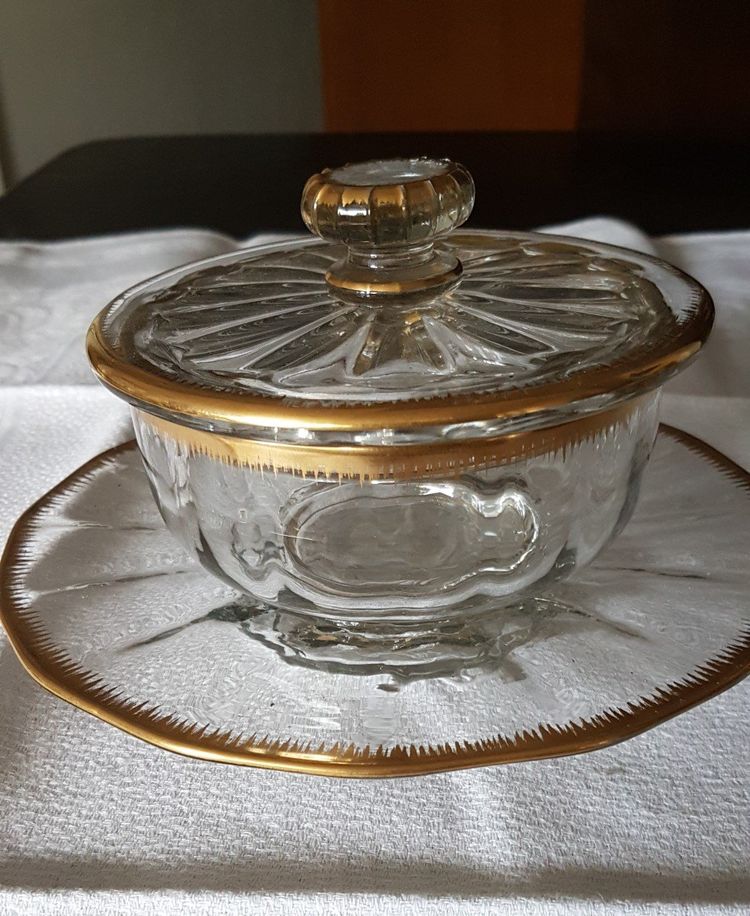 Covered Jam Dish and Saucer in Daum Crystal - 19th Century
