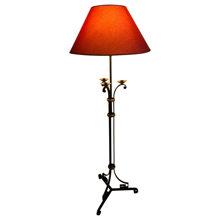 Wohnzimmer-Stehlampe im neoklassizistischen Stil "Maison JANSEN", eine Flamme und drei Kerzen