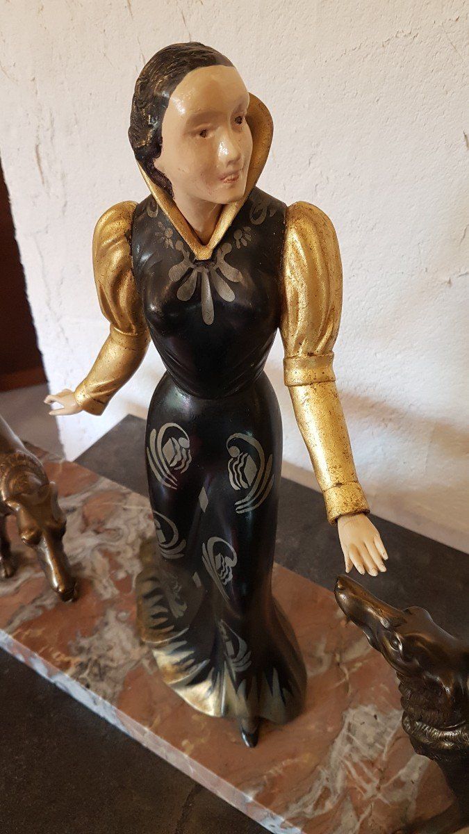 Scultura Art Deco Chryselephantine di Salvatore Melani circa 1925