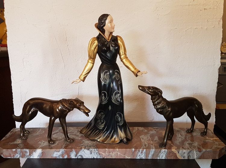 Scultura Art Deco Chryselephantine di Salvatore Melani circa 1925