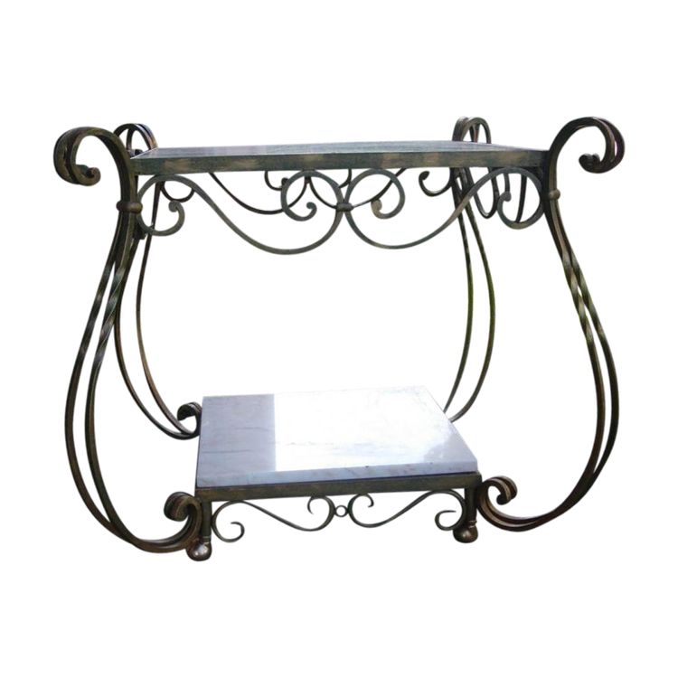Wrought Iron and Marble Table Attributed to Gilbert Poillerat