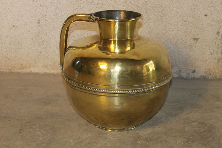 Canne à lait pichet normand en laiton époque 19ème h : 36,5 cm