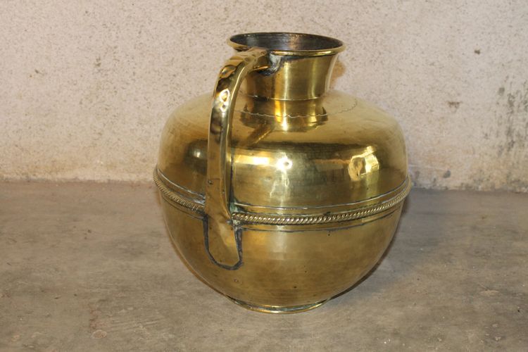 Canne à lait pichet normand en laiton époque 19ème h : 36,5 cm