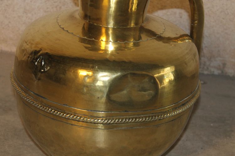Canne à lait pichet normand en laiton époque 19ème h : 36,5 cm