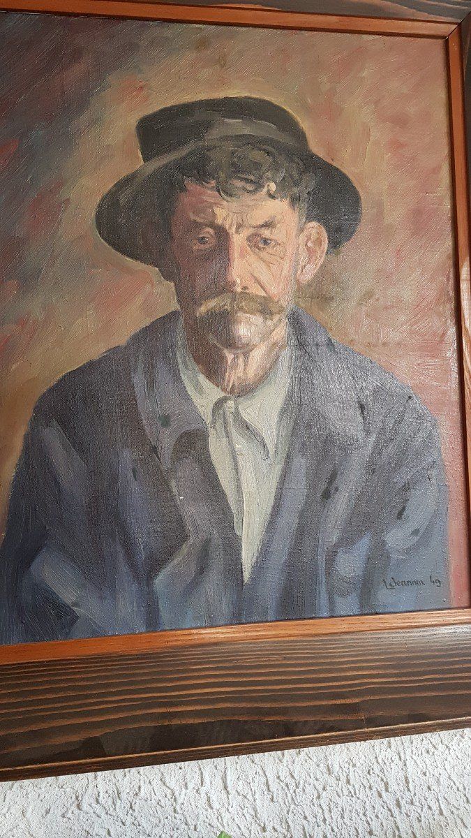 Portrait d'Un Homme Très Caractéristique By L.jeannin 1949