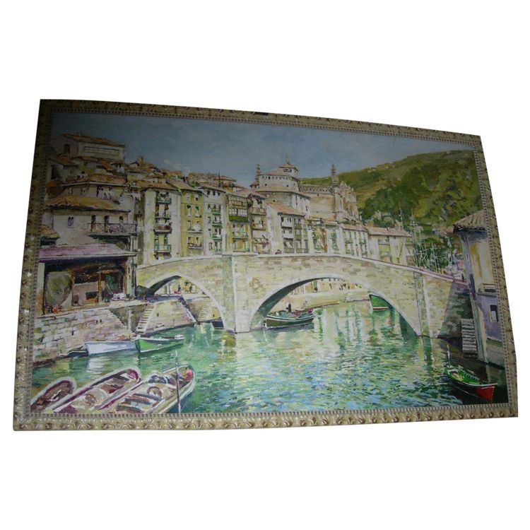 Très Grand Tableau  - Huile  Sur Toile  -  Paysage évoquant le Sud  - début 20ème .