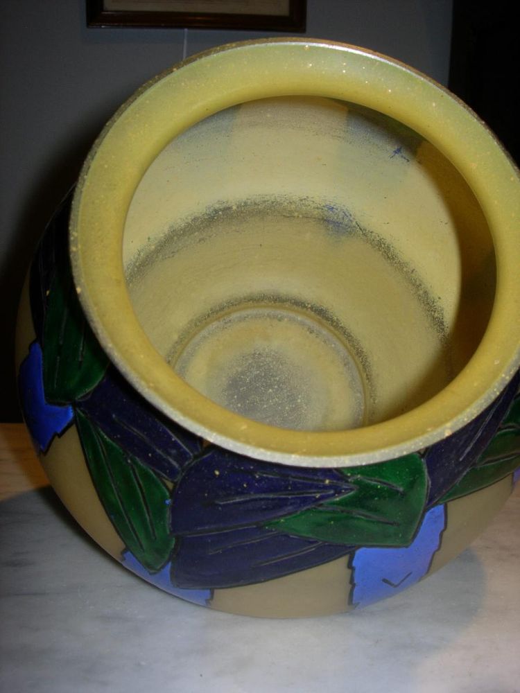 Beautiful enamelled vase by De Leune