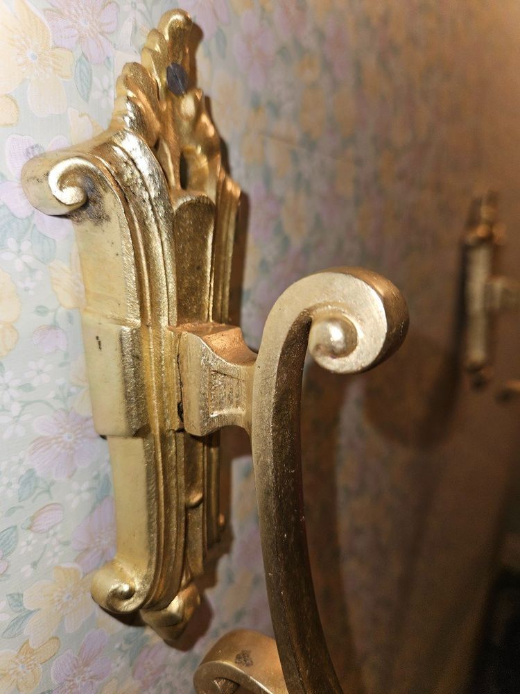 Ensemble De 3 Embrasses De  Rideaux En Bronze Doré - Fleur De Lys - Début 20ème