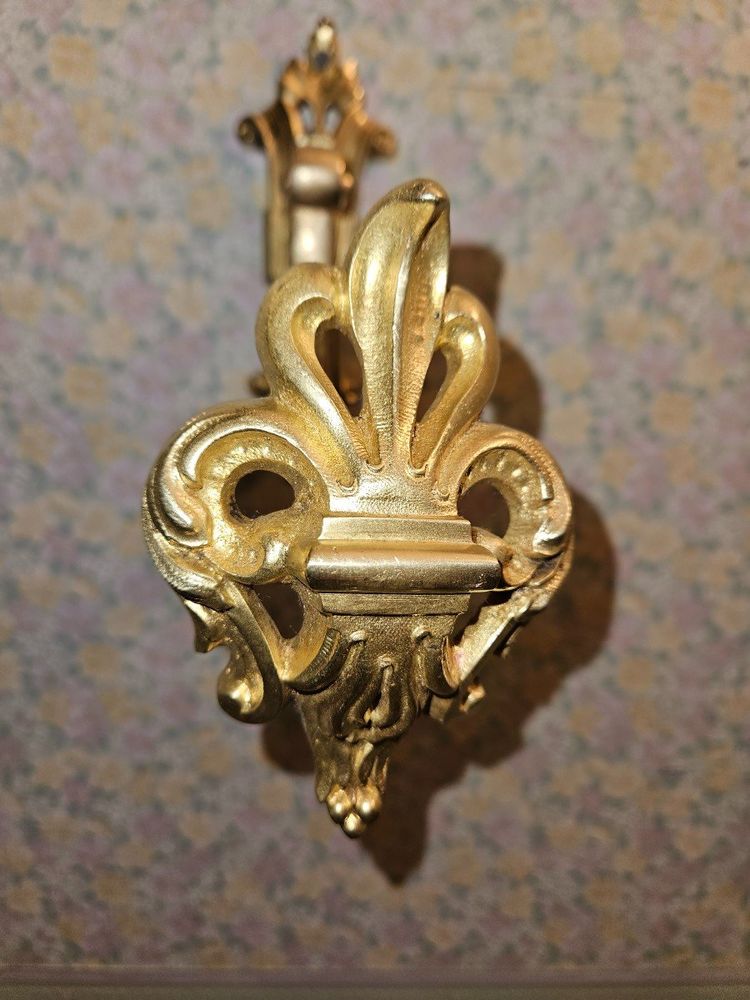 Ensemble De 3 Embrasses De  Rideaux En Bronze Doré - Fleur De Lys - Début 20ème