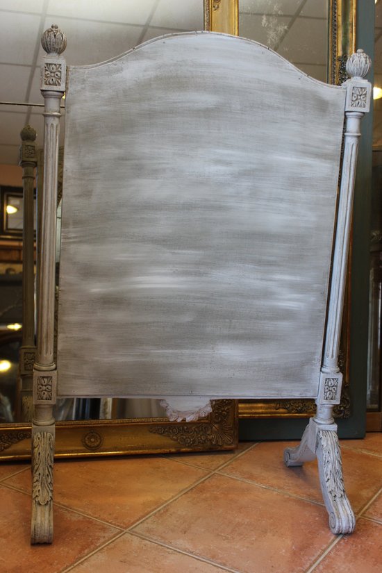 Miroir sur pied type psyché style Louis XVI, patine, glace mercure  63 x 93 cm