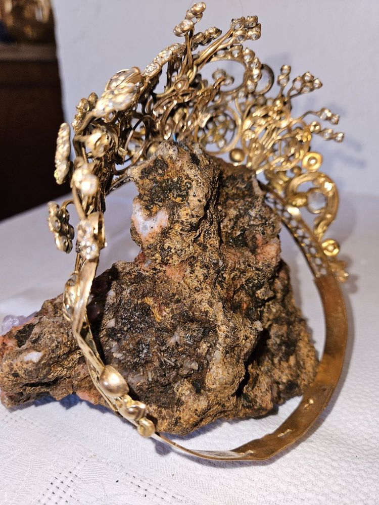 Religious Statue Crown in Brass and Rhinestones - 19th Century -