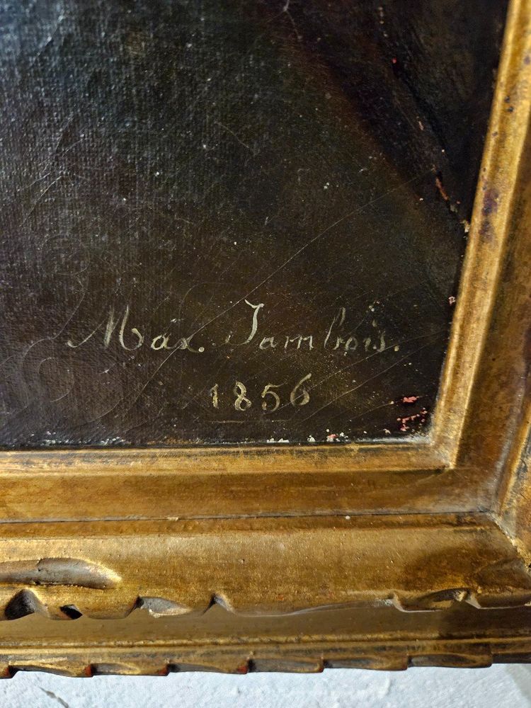 Oil On Canvas Marouflaged On Panel By Max Jambois 19th century period
