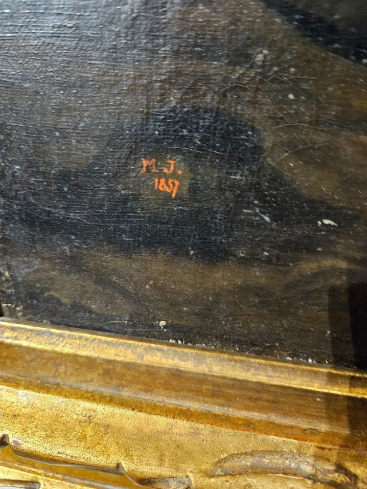 Oil On Canvas Marouflaged On Panel By Max Jambois 19th century period