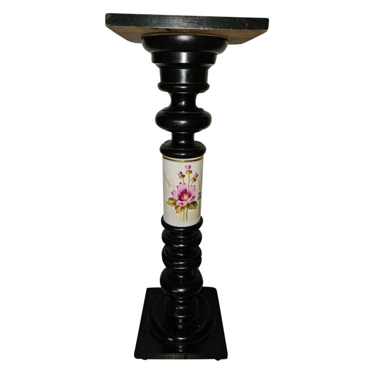 Colonna portaoggetti Napoleone III - XIX secolo - In legno e ceramica.