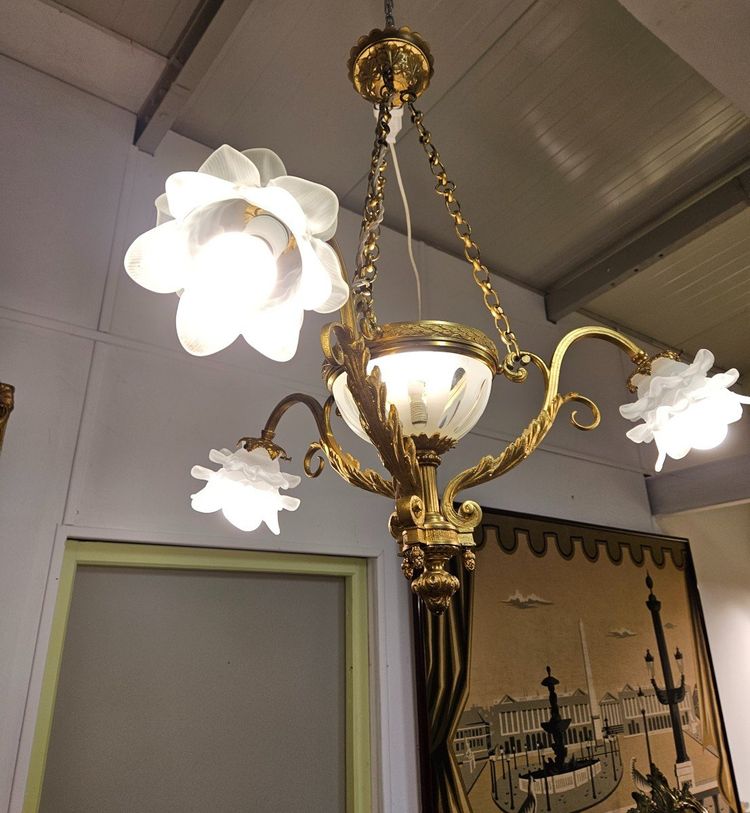 Gilded Bronze Chandelier - Louis XV style - late 19th century - France