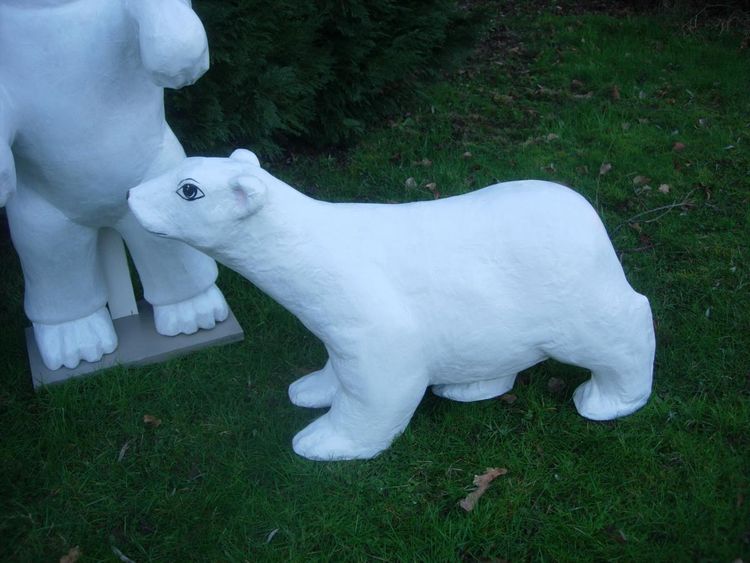 Set of two white bears emblems of a fairground confectionery circa 1930