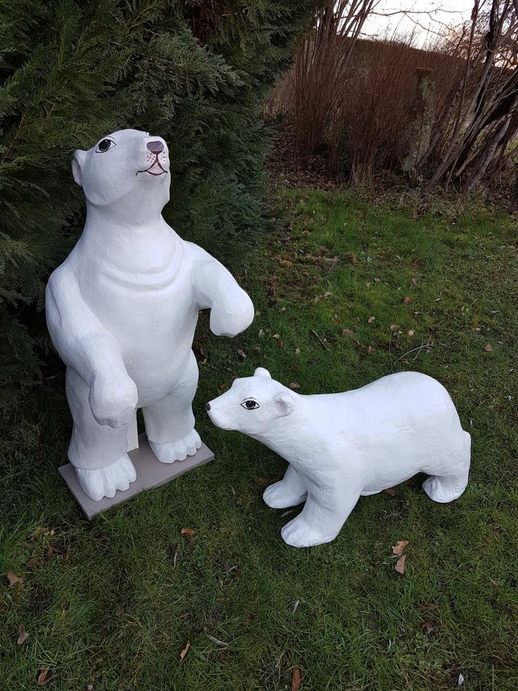 Set of two white bears emblems of a fairground confectionery circa 1930